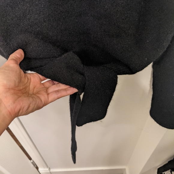 Black mockneck sweater with tie. - Picture 4 of 4